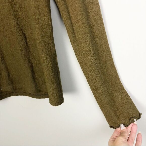 MADEWELL TEXTURE & THREAD | Dark Green Mockneck Lettuce Trim Top Women’s Size S - Picture 6 of 12